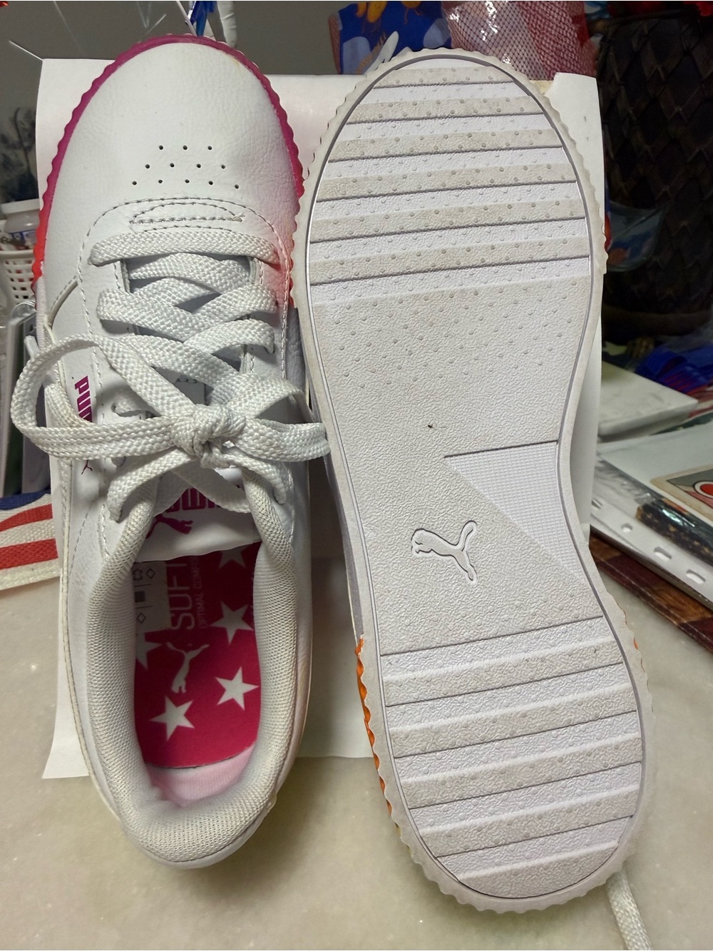 PUMA Carina Neon Fade Women Sneakers White Californian beach tennis styling